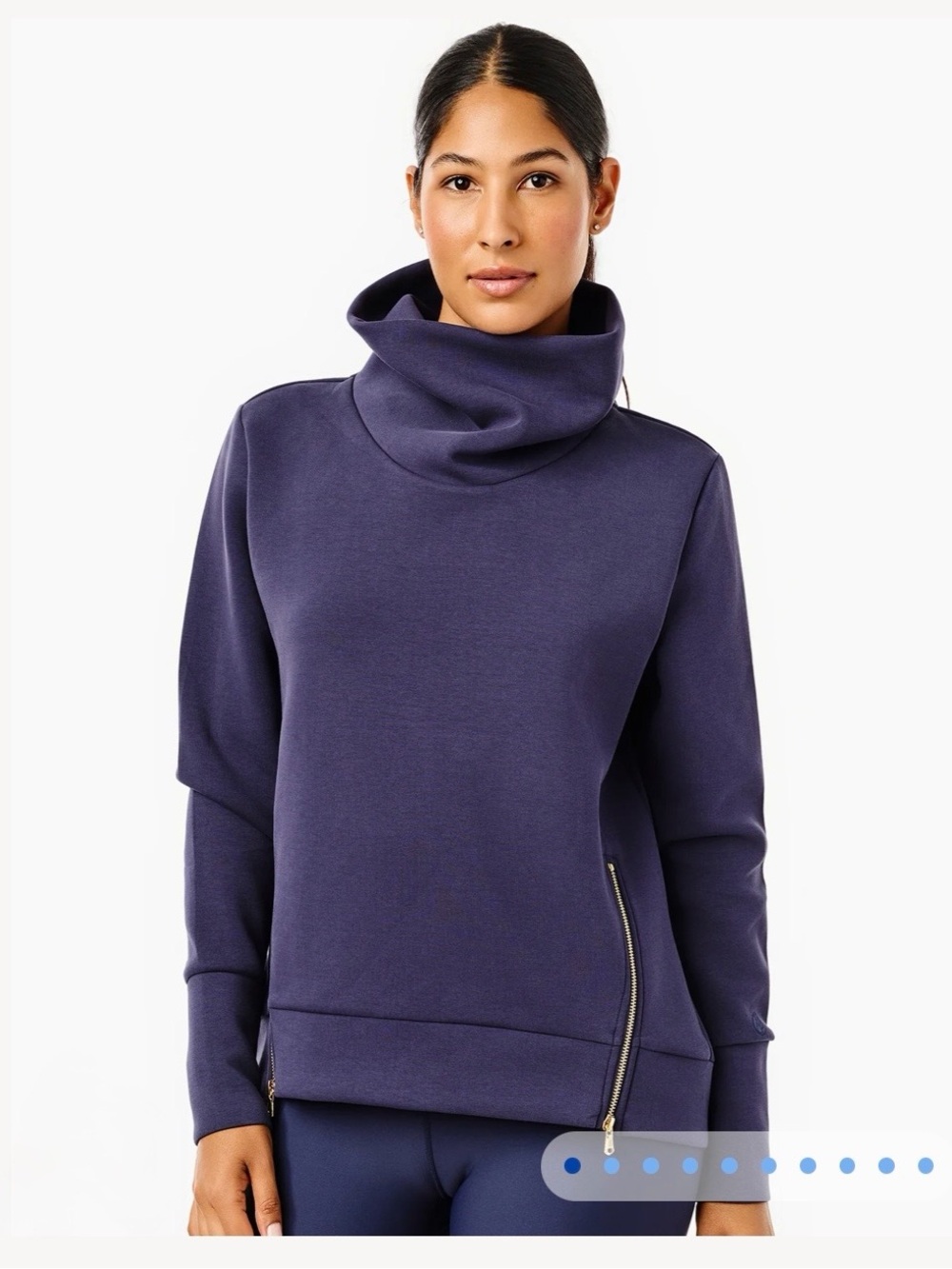 NWT Addison Bay Polished Double Knit Zip Everyday Navy Pullover